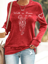 Retro Walk In Peace Like Aloka Dog Print Sweatshirt