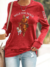 Retro Walk For Peace Monks With Aloka Dog Print Sweatshirt