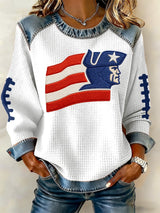 Women's rugby print long-sleeved sweatshirt