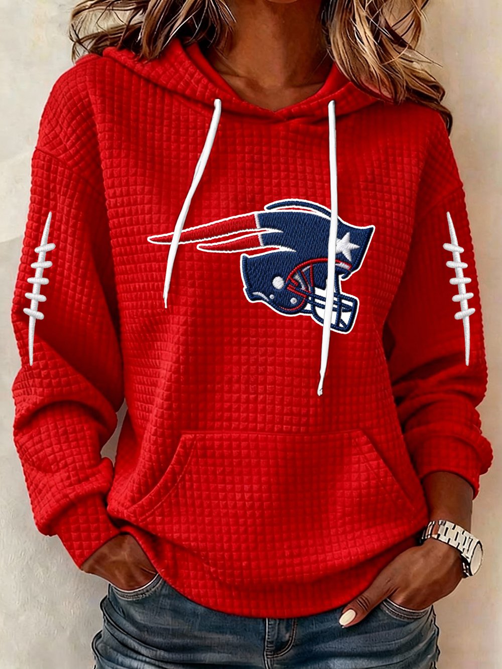 Women’s Football Graphic Waffle Knit Hoodie