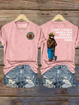 Women's  Retro Resist Save The Forest Service Print T-Shirt