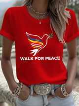 Retro Walk For Peace Hope Compassion Loving-Kindness Harmony Love Print T-Shirt