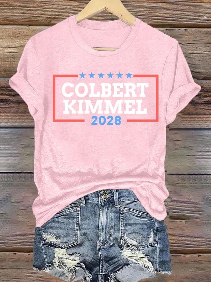Women's Talk Show Colbert Kimme 2028 Print T-Shirt