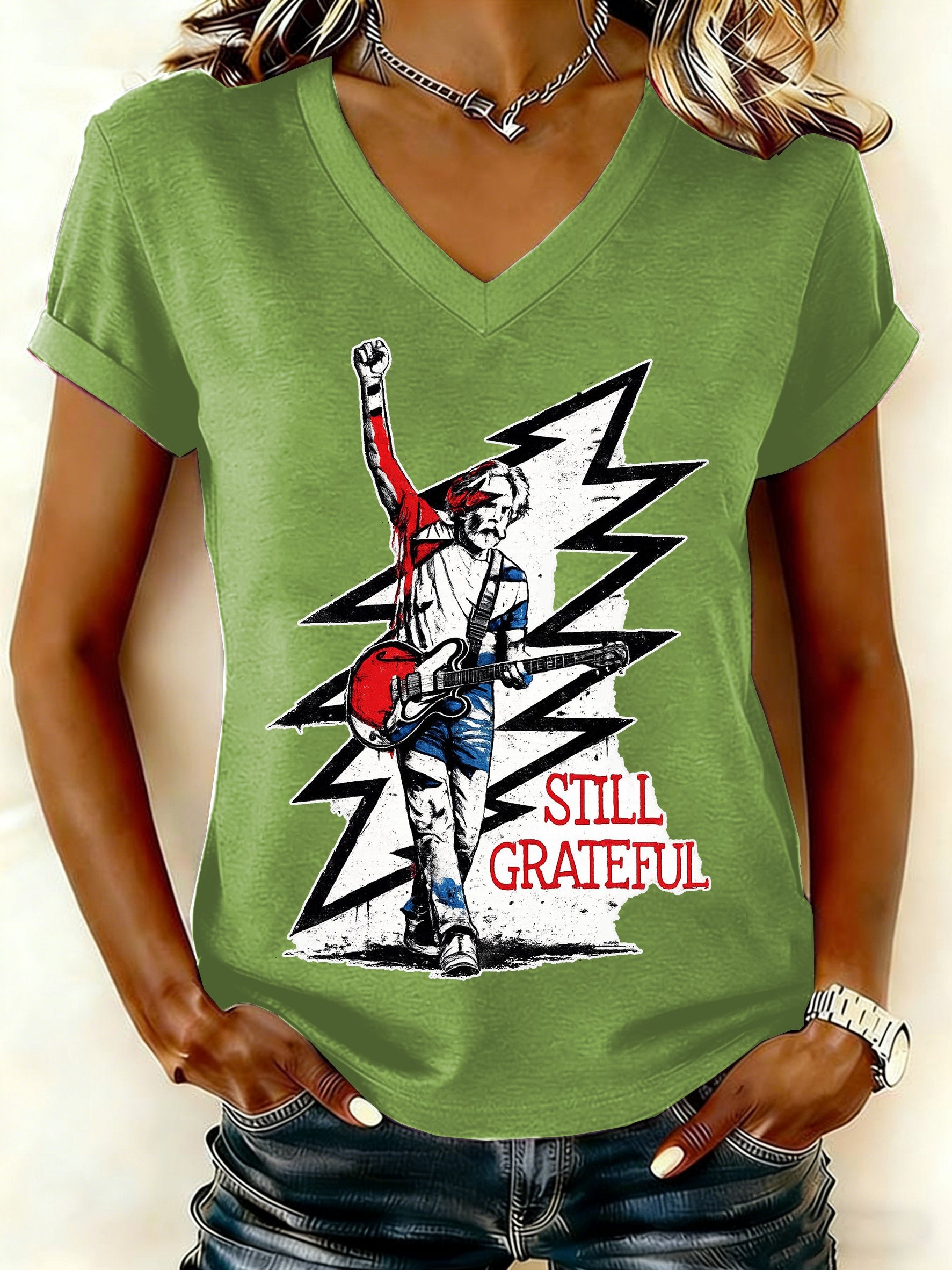 🔥Buy 3 Get 15% Off Women's Still Grateful Print V Neck T-shirt