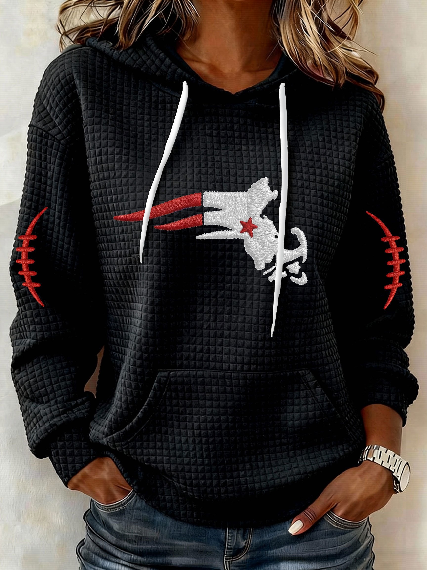 Women’s Football Graphic Waffle Knit Hoodie