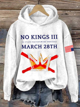 🔥Buy 3 Get 15% Off Retro No Kings III 50 State Nationwide Protest March 28th Print Hoodie