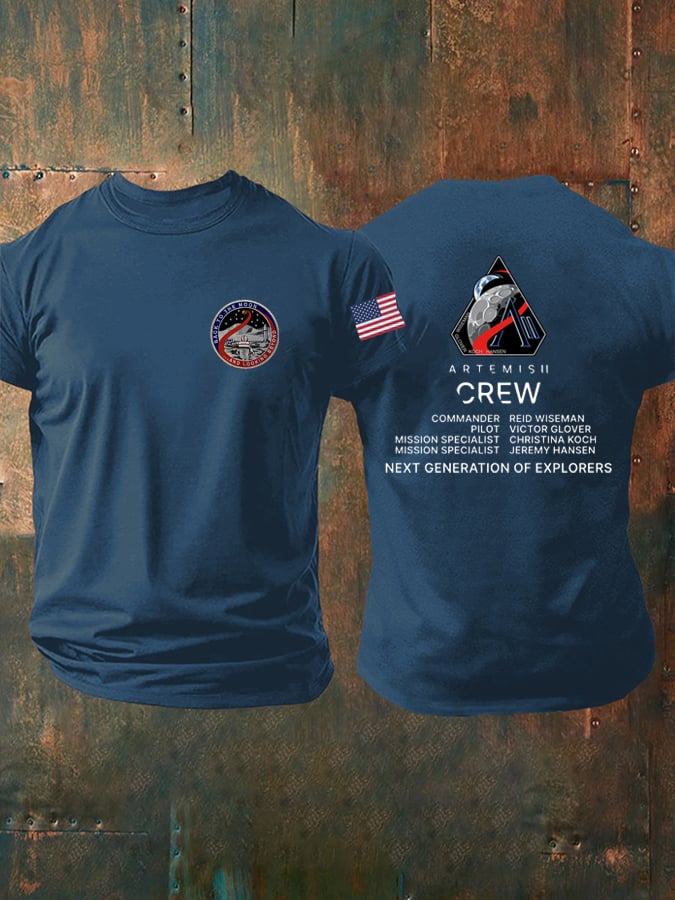 Men's Artemis II Space Mission Print Casual T-Shirt