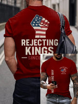 🔥Buy 3 Get 15% Off🔥Men's “No Faux King Way,Rejecting Kings Since 1776” Printed T-shirt