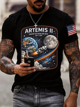 Men's Artemis II 2026 Rocket Launch Print Casual T-shirt