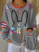 Women's Puerto Rico Print Casual Sweatshirt