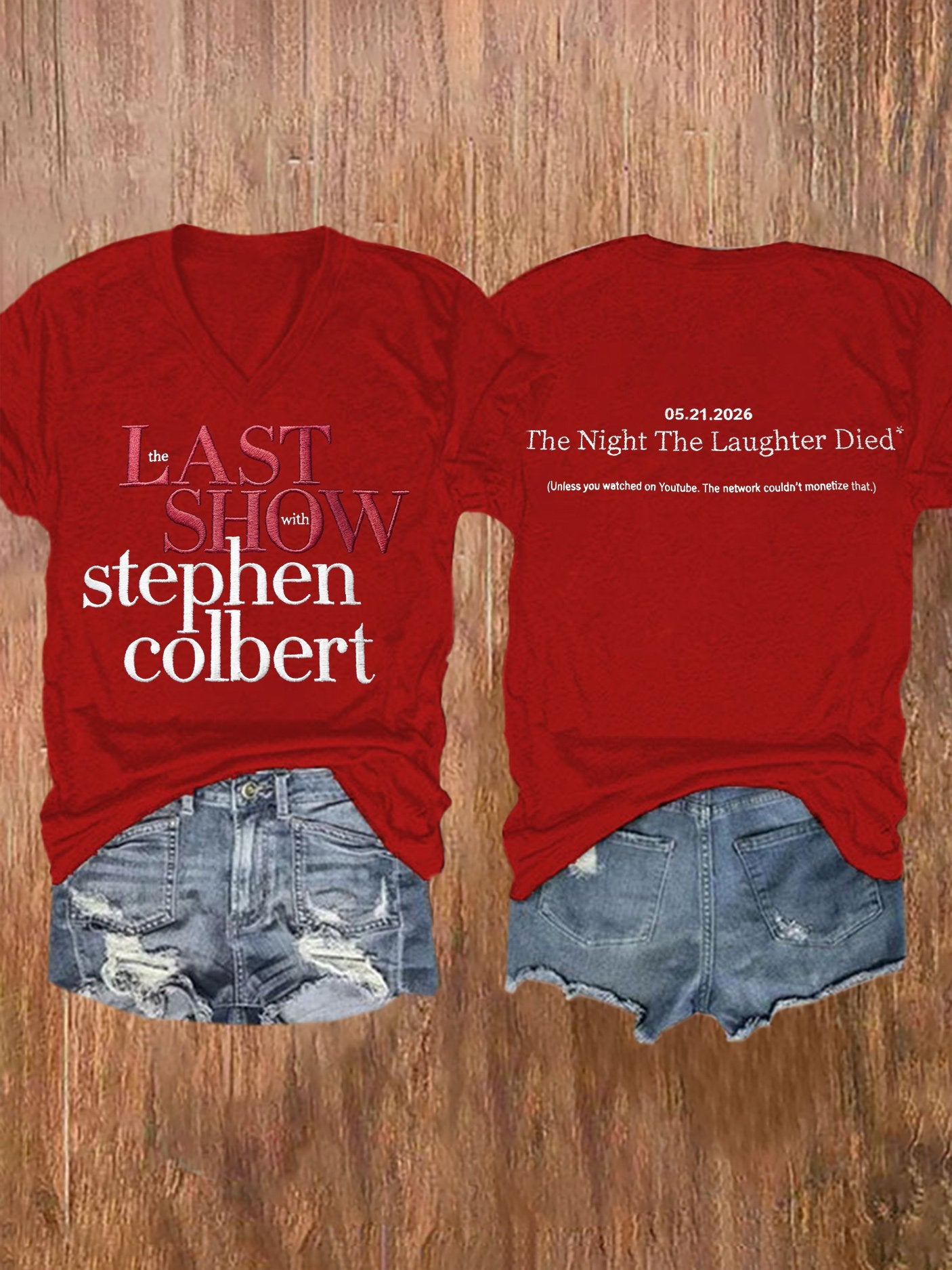 V-Neck Retro Last Show 05.21.2026 The Night The Laughter Died Print T-Shirt