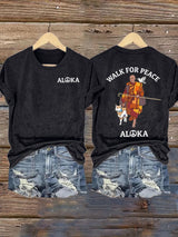 Retro Walk For Peace 19 Monks 1 Dog 2300 Miles For Peace Print T-Shirt