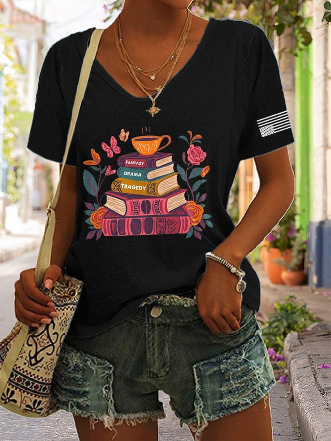 🔥Buy 3 Get 15% Off🔥V-neck Retro Fantasy Drama Tragedy Print T-Shirt
