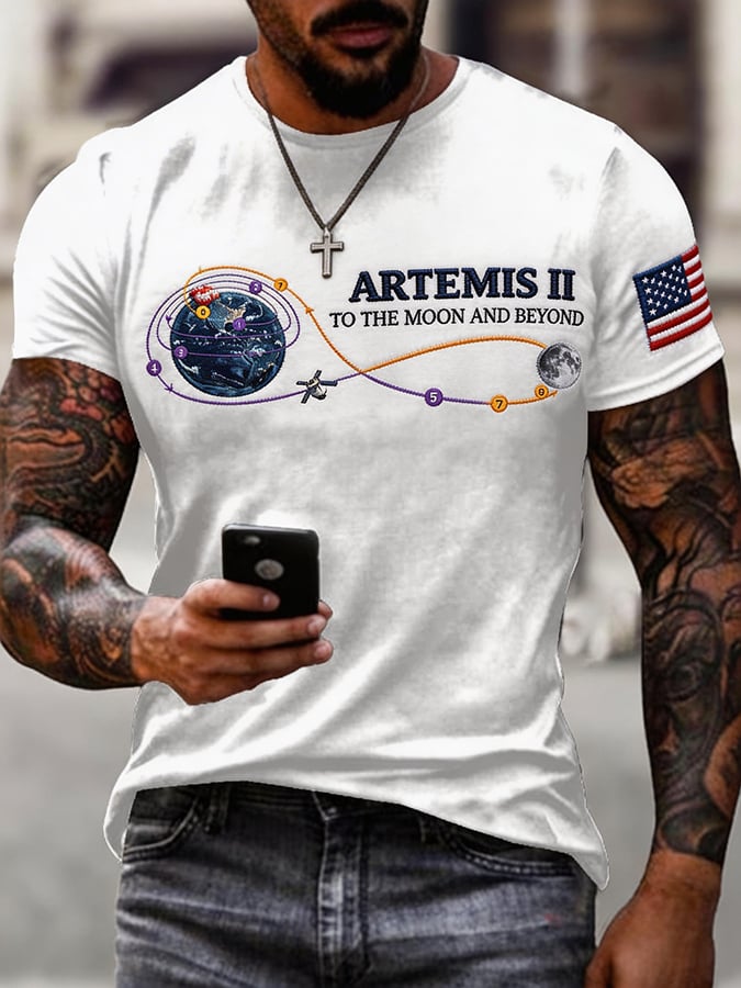 Men's Artemis II 2026 Rocket Launch Print Casual T-shirt