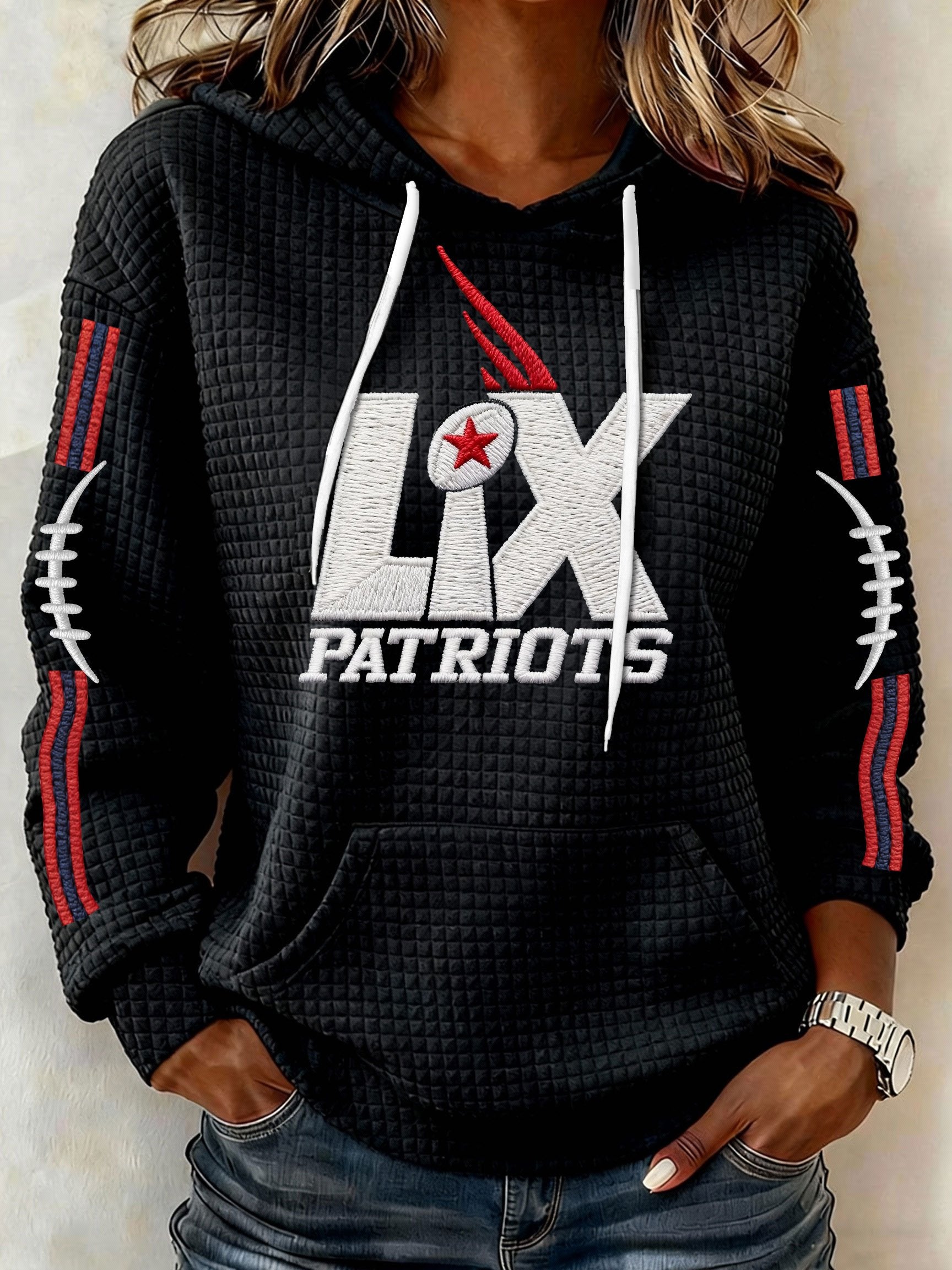 Women’s Football Graphic Waffle Knit Hoodie