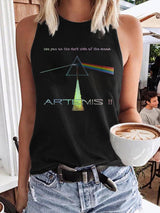 Retro Artemis II See You On The Dark Side Of The Moon Print Tops Tank