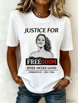 Women's Justice For GOODness Print Round Neck T-shirt