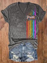 V-neck Retro LGBT Pride Print T-Shirt